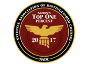 National Association Of Distinguished Counsel | Nation's Top One percent | 2017 | NADC